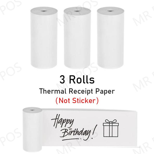 3 Rolls Thermal Paper Sticker Label