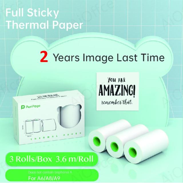 3 Rolls Thermal Paper Sticker Label